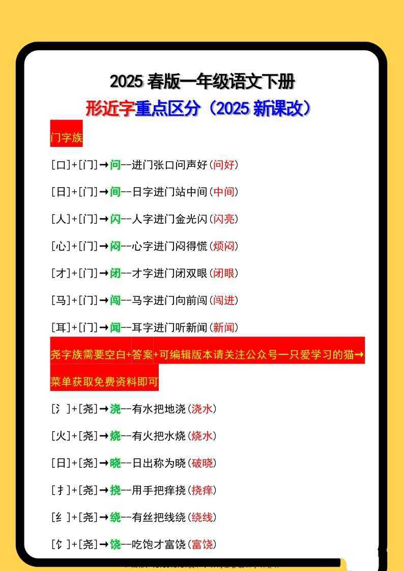 小学1~6年级下册语文《知识点大礼包》2025春最新整理(2