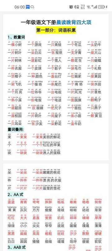 ✅1-6年级语文下 晨读晚默-知学乐园