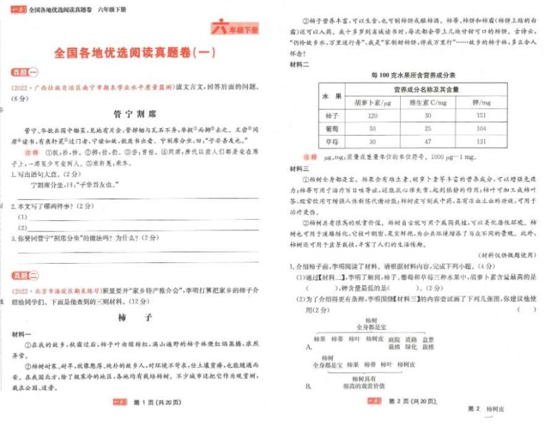 《一本同步阅读真题卷》-知学乐园