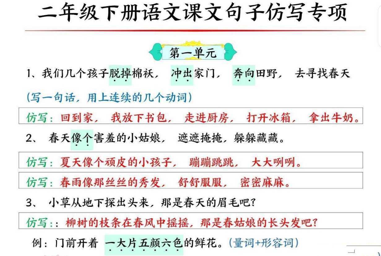 语文必考仿写句子读背版1-5年级 - 知学乐园-知学乐园